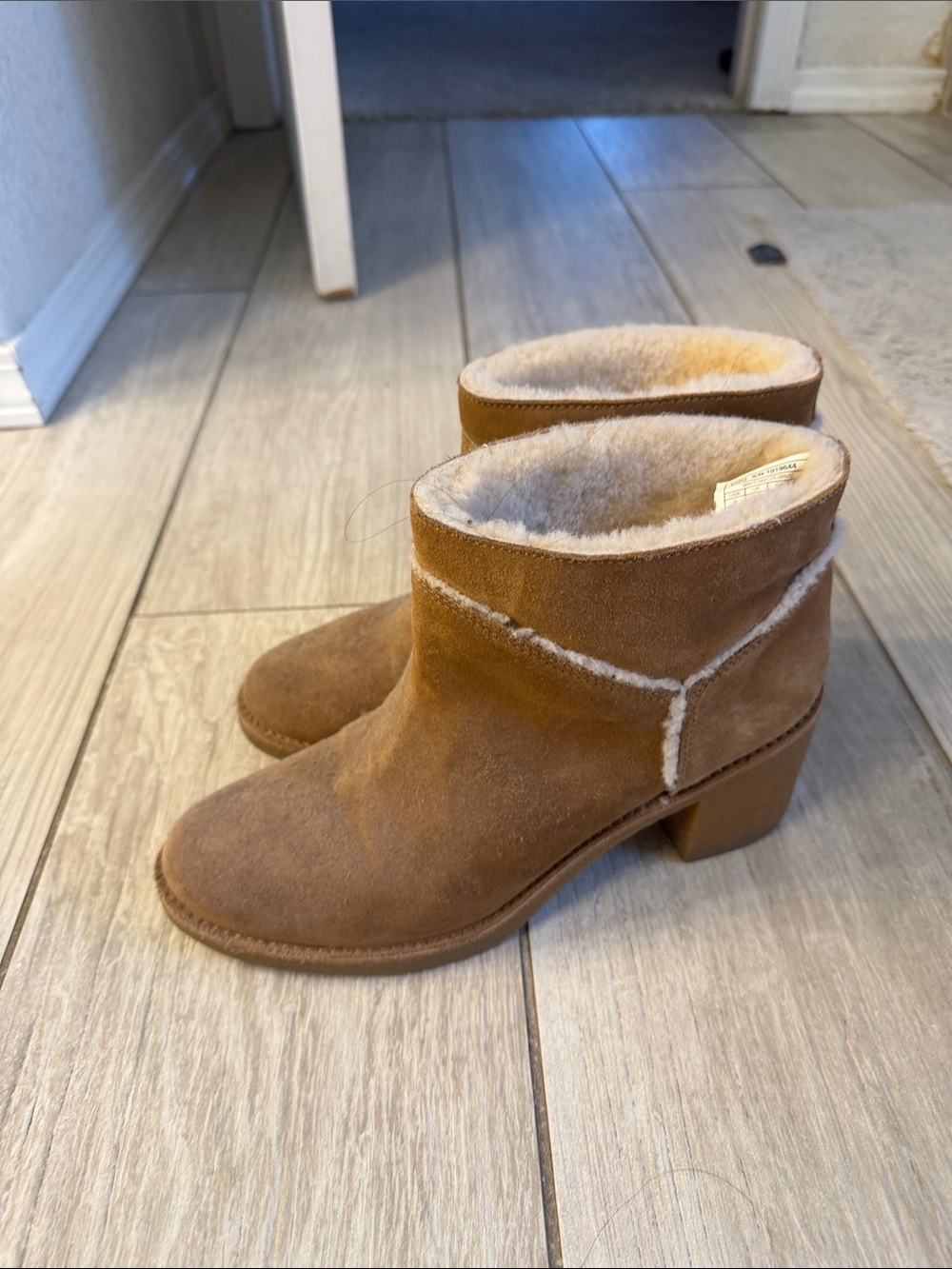 UGG Women’s Suede Shearling Lined Ankle Boots - Tan